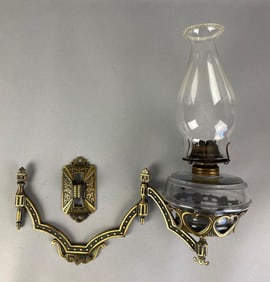 Antique Cast Iron Oil Lamp Wall Sconce