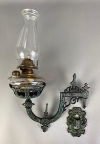 Antique Cast Iron Oil Lamp Wall Sconce