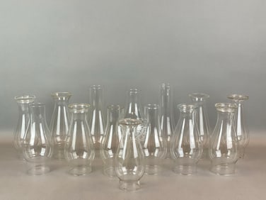 Group of 14 Antique Glass Chimneys