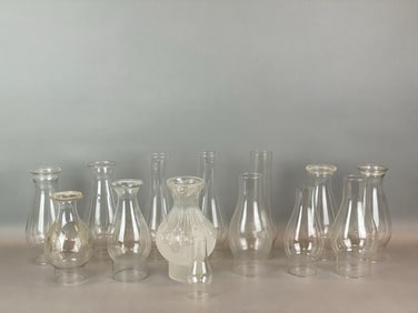 Group of 14 Antique Glass Chimneys