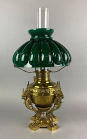 Antique The Rochester Brass Dragon Figural Oil Lamp