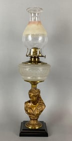 Antique Figural Victorian Woman Oil Lamp