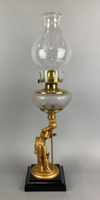 Antique Figural Victorian Woman Oil Lamp