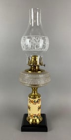 Antique Floral Motif Oil Lamp