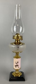 Antique Hand Painted Floral Motif Oil Lamp