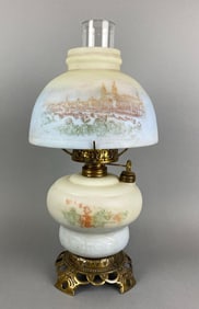 Antique Scenic Oil Lamp