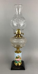 Antique Hand Painted Oil Lamp
