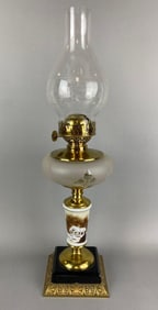 Antique Hand Painted Scenic Oil Lamp