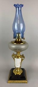 Antique Hand Painted Scenic Oil Lamp