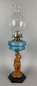 Antique Figural Victorian Man Oil Lamp