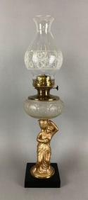Antique Figural Woman Oil Lamp