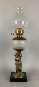 Antique Figural Woman Oil Lamp