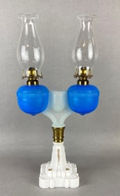 Ripley Opaline Double Marriage/Wedding Kerosene Lamp