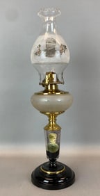 Antique Victorian Portrait Oil Table Lamp