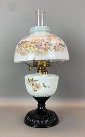 Antique Victorian Floral Oil Table Lamp