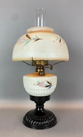 Antique Victorian Hand Painted Floral Oil Table Lamp