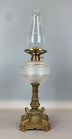 Antique Victorian Figural Base Oil Table Lamp