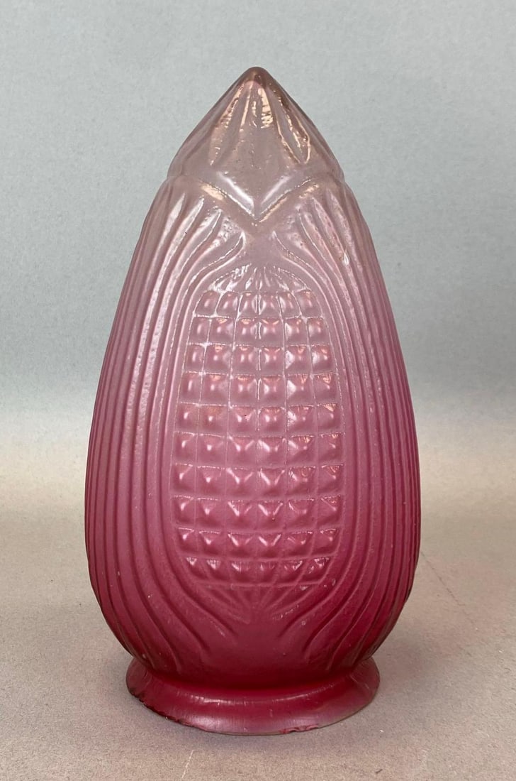 Antiaue Cranberry Satin Pressed Glass Lamp Shade (1 of 4)