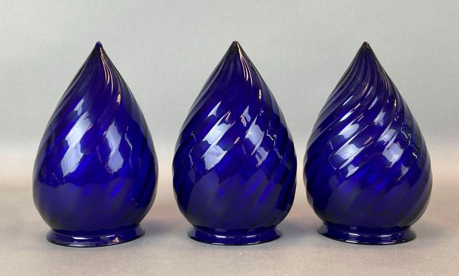 Group of 3 Cobalt Glass Swirled  Lamp Shades (1 of 3)