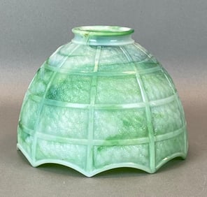 Antique Green White Textured Slag Glass Lamp Shade