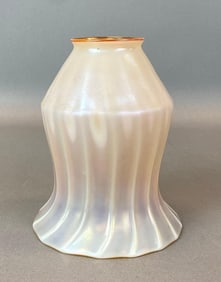 Antique Quezal Iridescent Ribbed Art Glass Lamp Shade