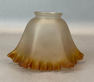 Antique Satin Gold Ruffled Ribbon Edge Glass Lamp Shade