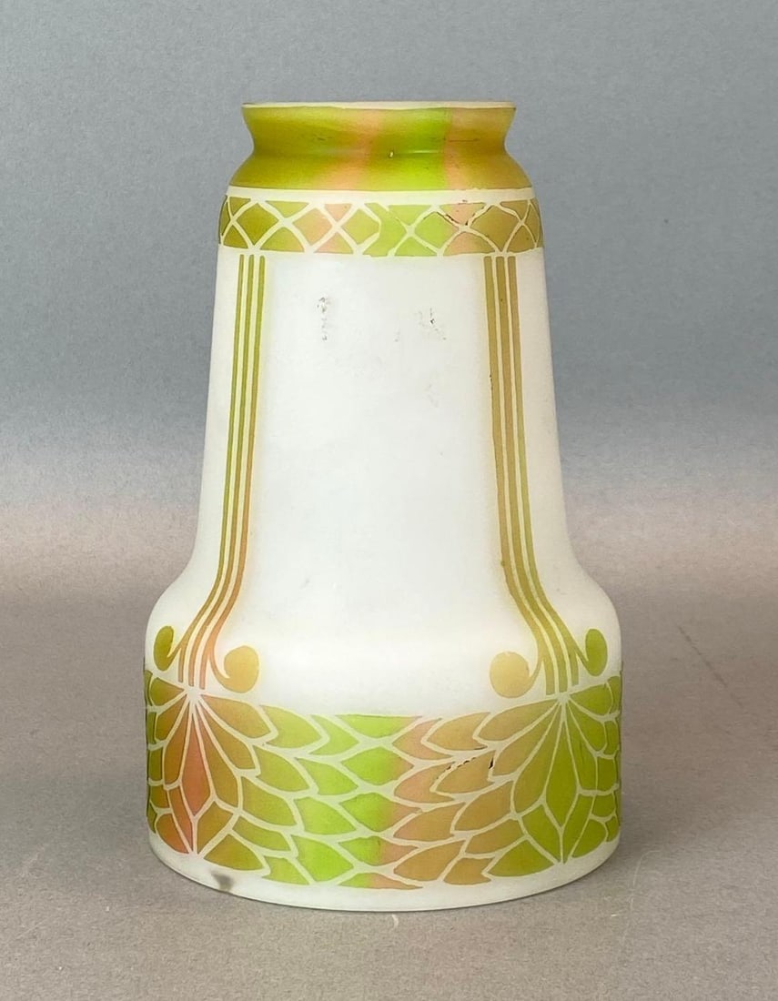 Antique Etched Slag Art Glass Lamp Shade (1 of 3)