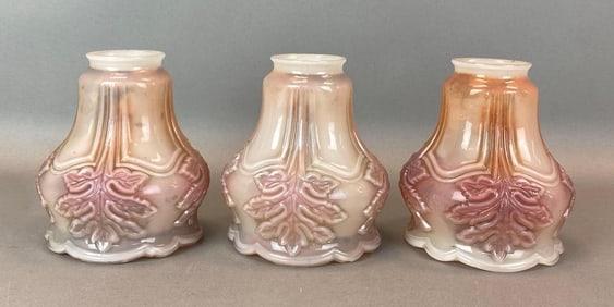 Group of 3 Satin Colored Art Glass Lamp Shades