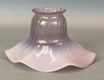 Antique Pink Flared Ruffled Glass Lamp Shade