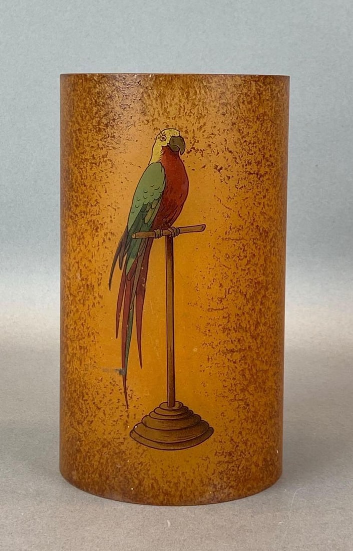 Antique Color Flash Parrot Glass Lamp Shade (1 of 3)