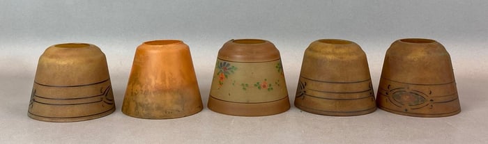 Group of 5 Antique Hand Painted Glass Lamp Shades