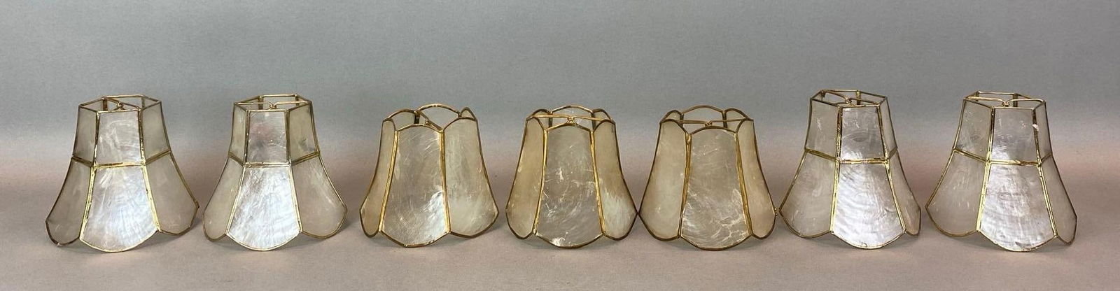 Group of Antique Capiz Shell Lamp Shades (1 of 3)