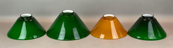 Group of 4 Antique Cased Glass Student Lamp Shades