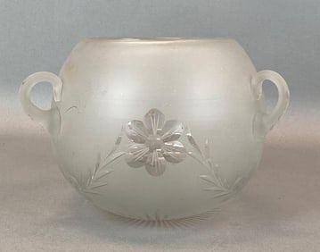 Antique Frosted Cut Glass Hanging Candle Shade