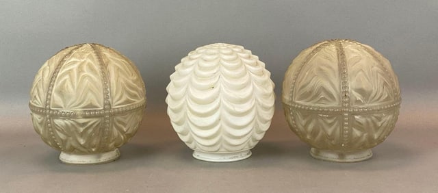 Group of 3 Antique Pressed Glass Lamp Shades