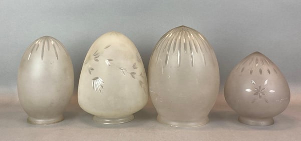 Group of 4 Frosted Cut Glass Lamp Shades