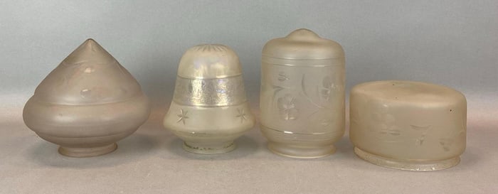 Group of 4 Frosted Cut Glass Lamp Shades