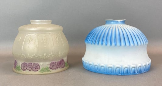 Group of 2 Antique Satin Glass Lamp Shades