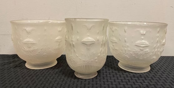 Group of Antique Frosted Pressed Glass Lamp Shades