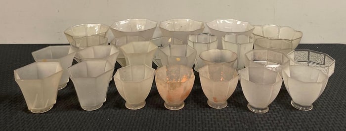 Group of Antique Frosted Glass Lamp Shades