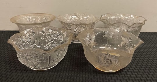 Group of Antique Pressed Glass Lamp Shades