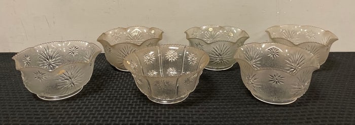 Group of Antique Pressed Glass Starburst Lamp Shades