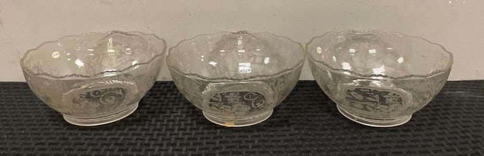 Group of Antique Bird Hunting Etched Glass Lamp Shades