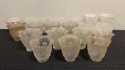 Group of Antique Pressed Glass Lamp Shades