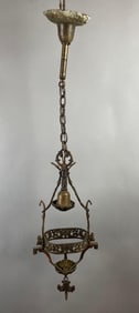 Antique Brass Electrified Hanging Oil Lamp  Fixture