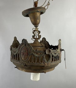 Antique Brass Floral Hanging Light Fixture