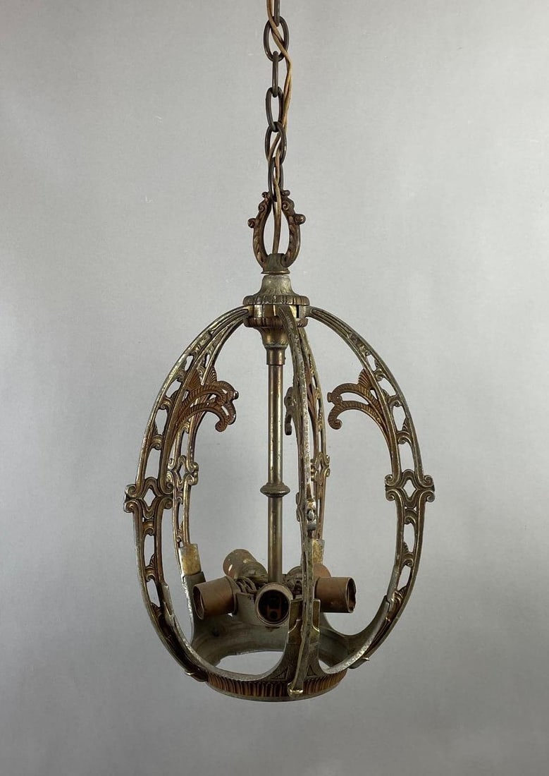 Antique Art Nouveau 5 Lamp Hanging Light Fixture (1 of 3)