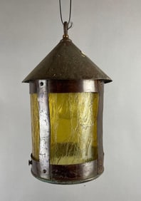 Antique Amber Crackle Glass Hanging Pendant Lamp