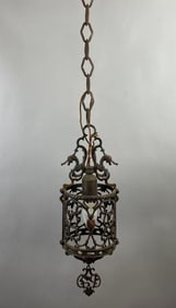 Antique Spanish Revival Dragon Motif Pendant Lamp