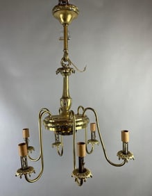 Antique Brass 6 Arm Chandelier